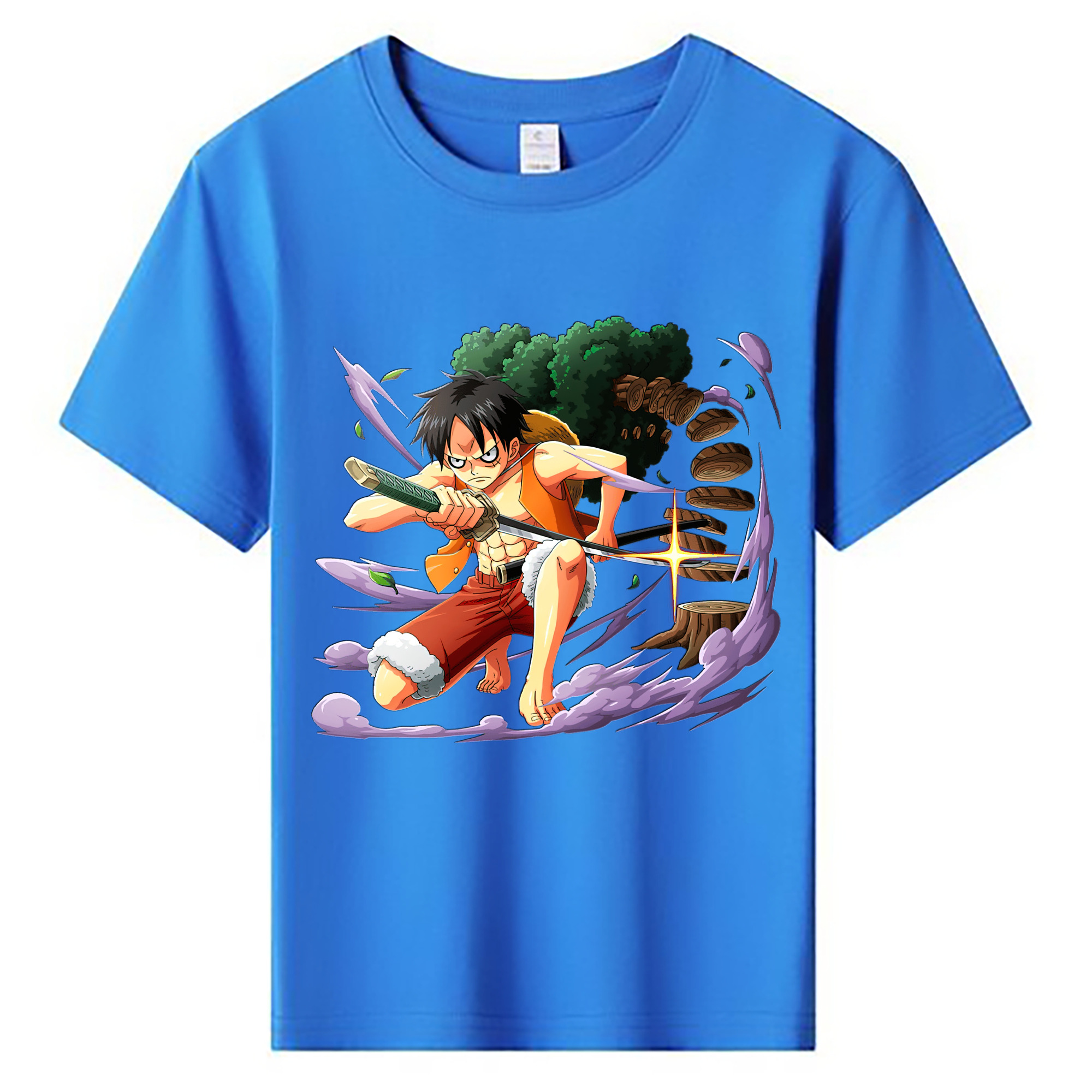 ワンピース モンキー・D・ルフィ ONE PIECE Monkey D. Luffy 綿100％キッズTシャツ（フロントプリント）